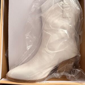 Soda White Western Ankle Booties